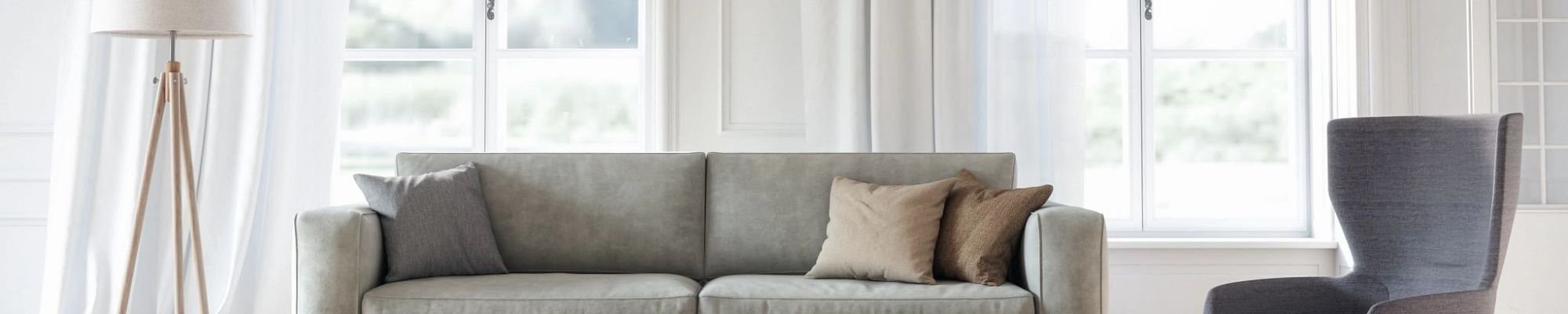 Grey sofa in living room from Er Walker Flooring Specialists in Fayetteville, GA